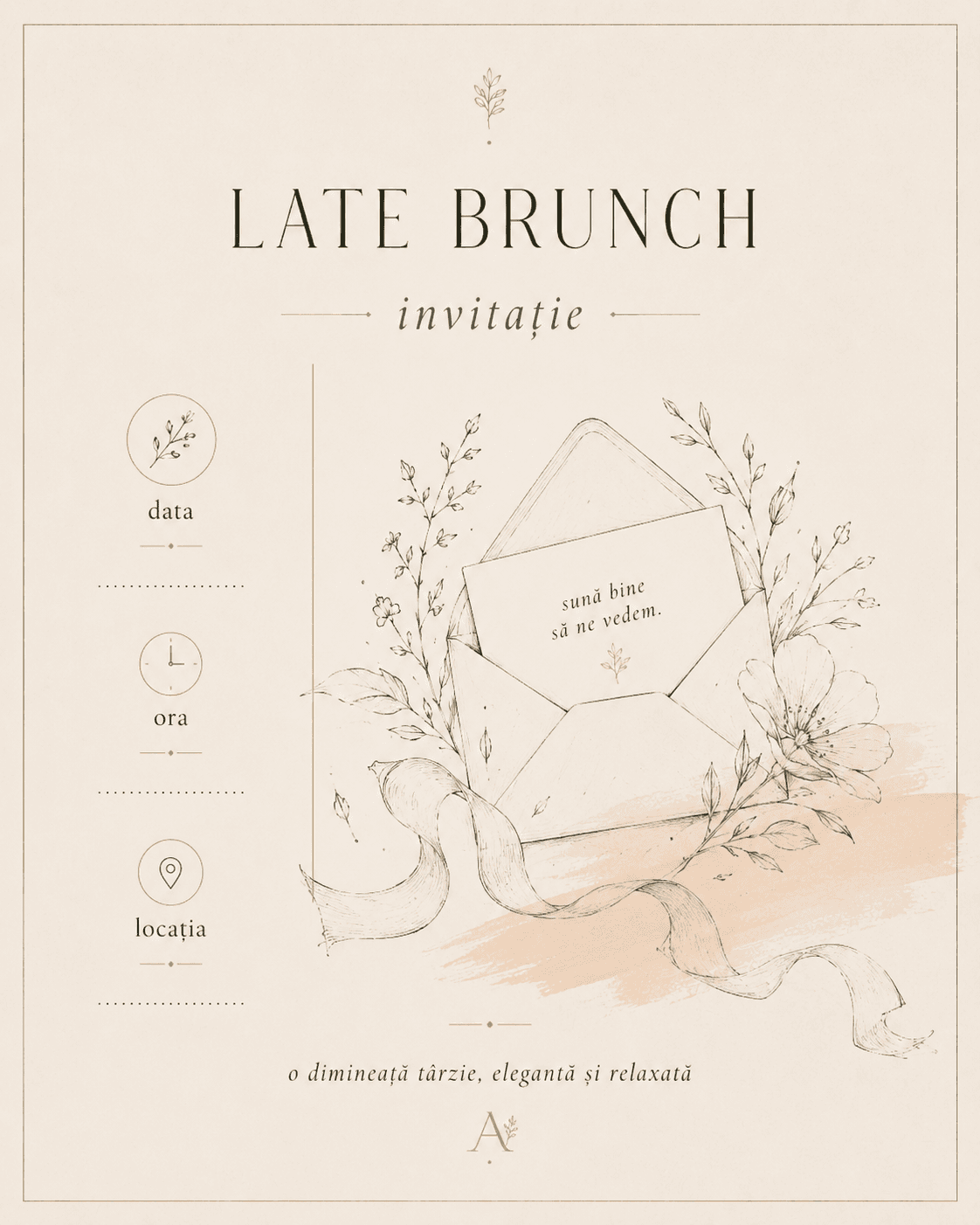 Late Brunch — invitația, cu data, ora și locația